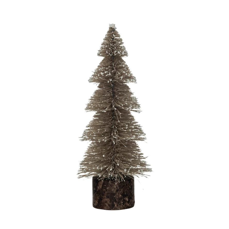 Snow Sisal Bottle Brush Tree w/ Wood Base