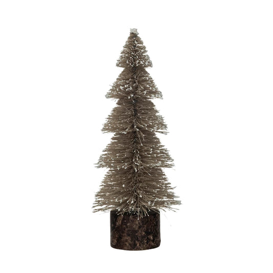 Snow Sisal Bottle Brush Tree w/ Wood Base