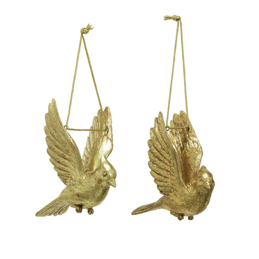 Resin Cardinal Ornament, Gold Finish