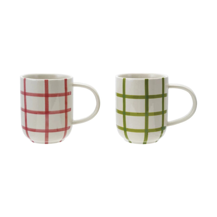 Stoneware Mug w Grid Pattern